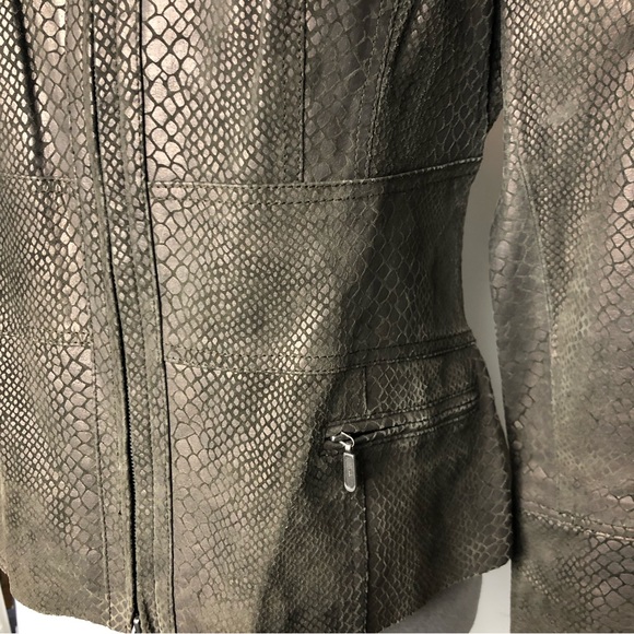 SOLD Sleek Moto Genuine Leather & Suede Python Jacket - Picture 5 of 11